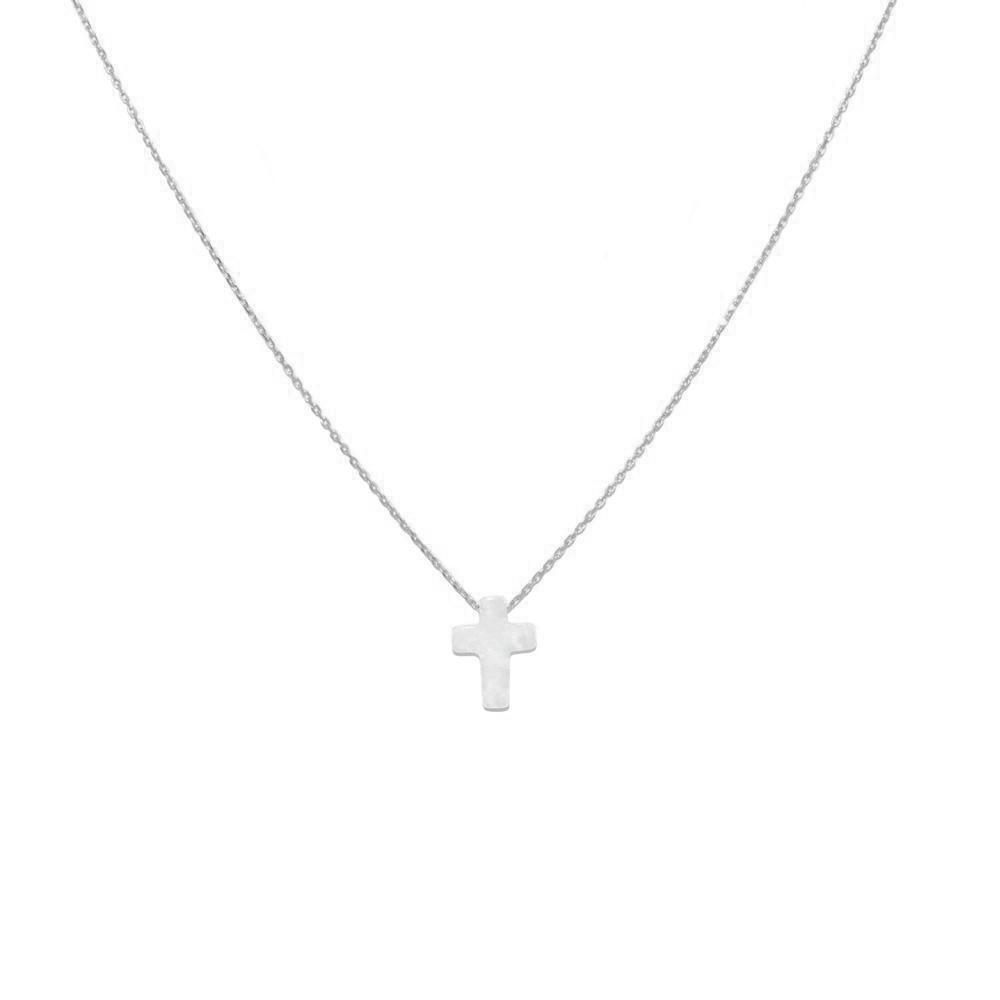 Cross white opalite silver necklace