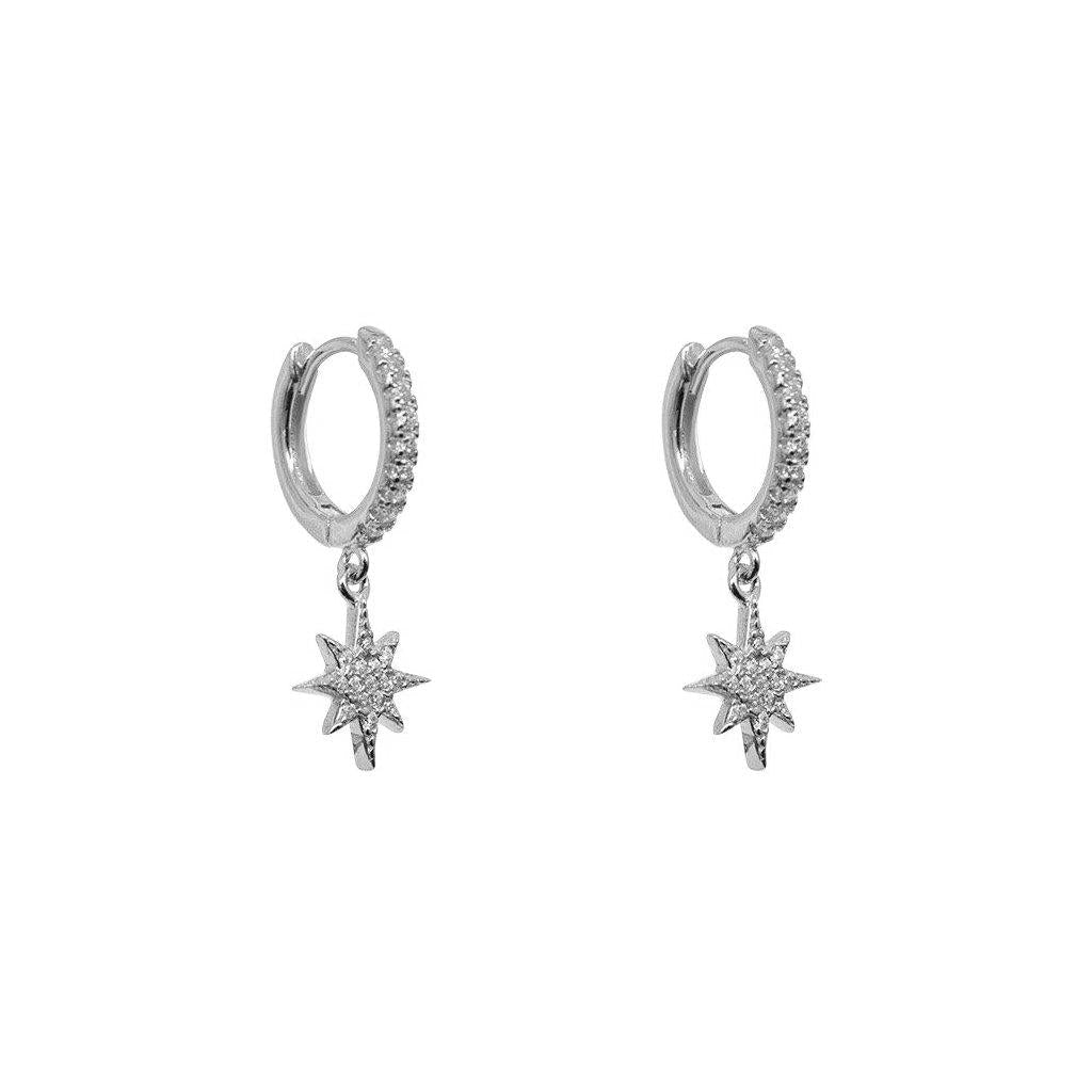 Crystal star huggies earrings