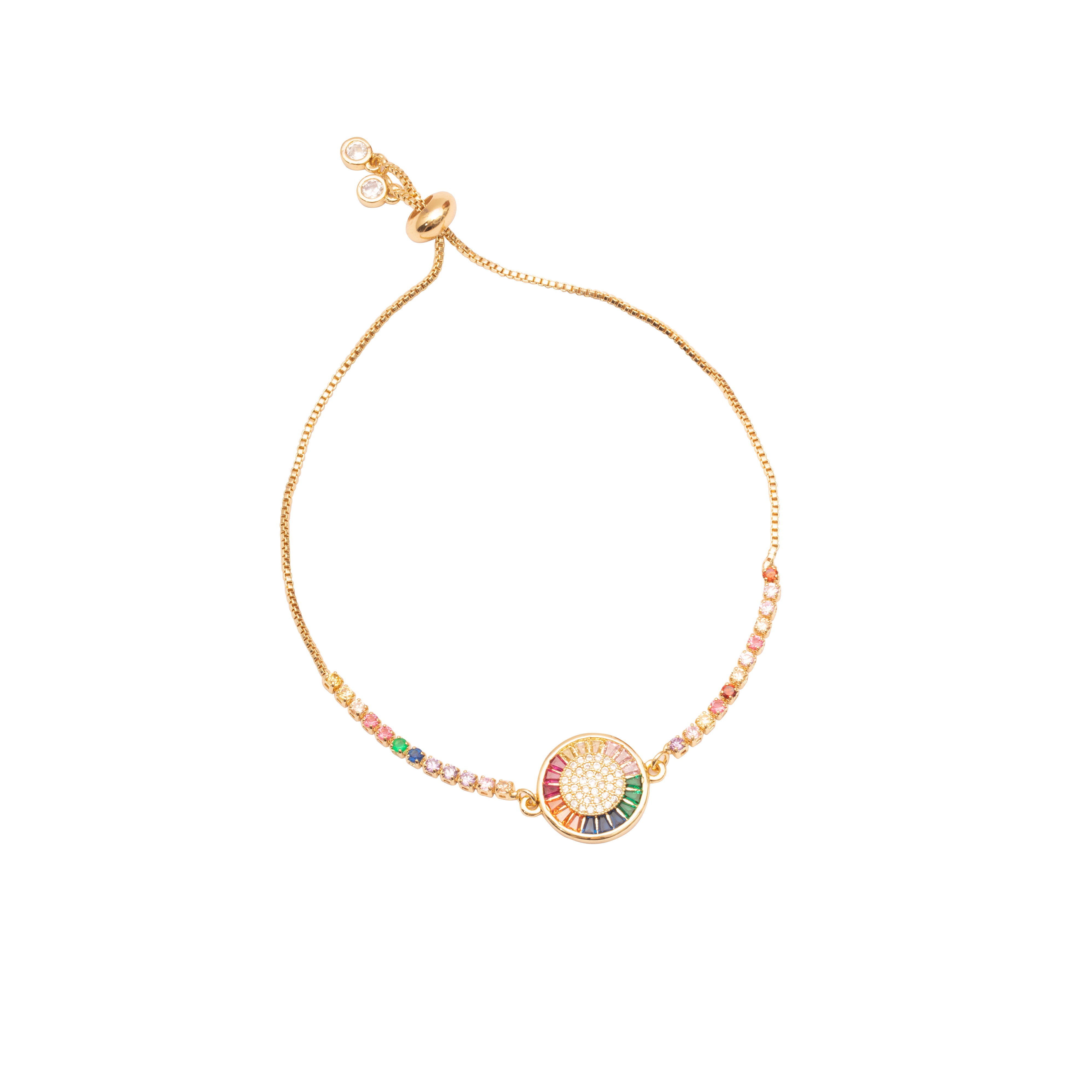 Grace round multi-coloured adjustable bracelet