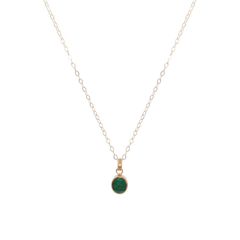 GREEN QUARTZ GOLD FILLED MEDIUM PENDANT-Necklaces-MEZI