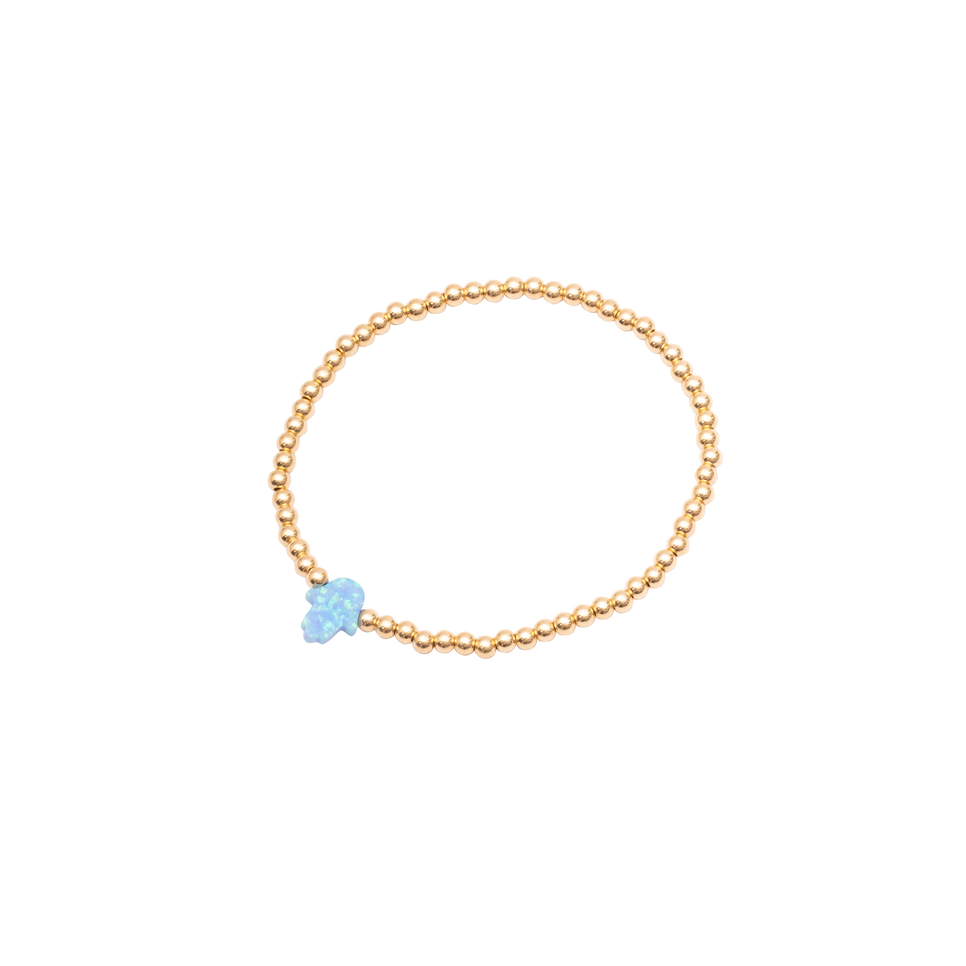 Hand of Fatima blue opalite strech bracelet