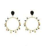 Irma 2 micron gold onyx round drop earrings