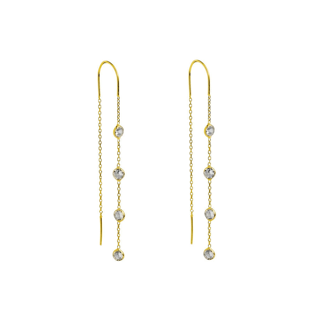 Keva thread hook crystal earrings