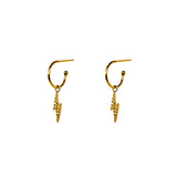 Lightning bolt 1 micron gold hoop drop earrings