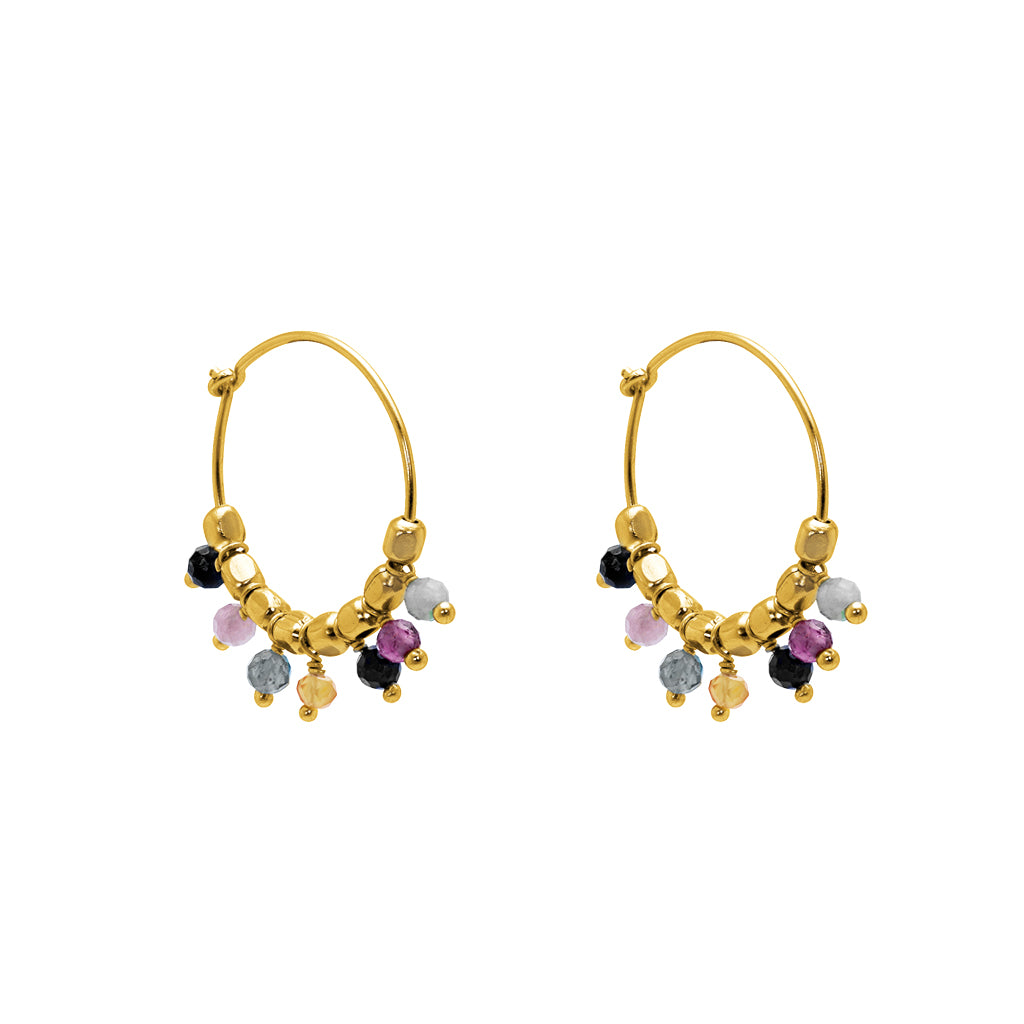 Maise semi-precious 2 micron gold earrings