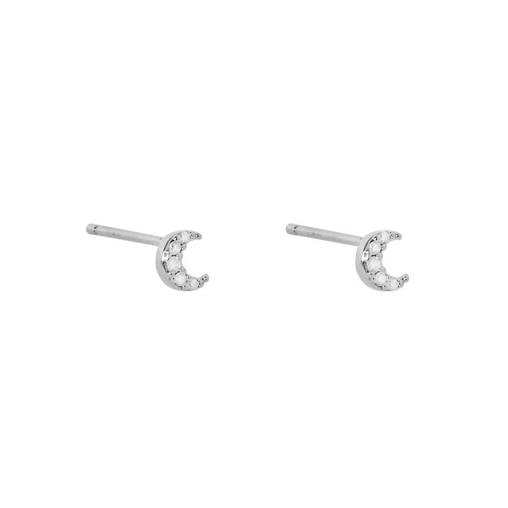 Moon crystal stud earrings