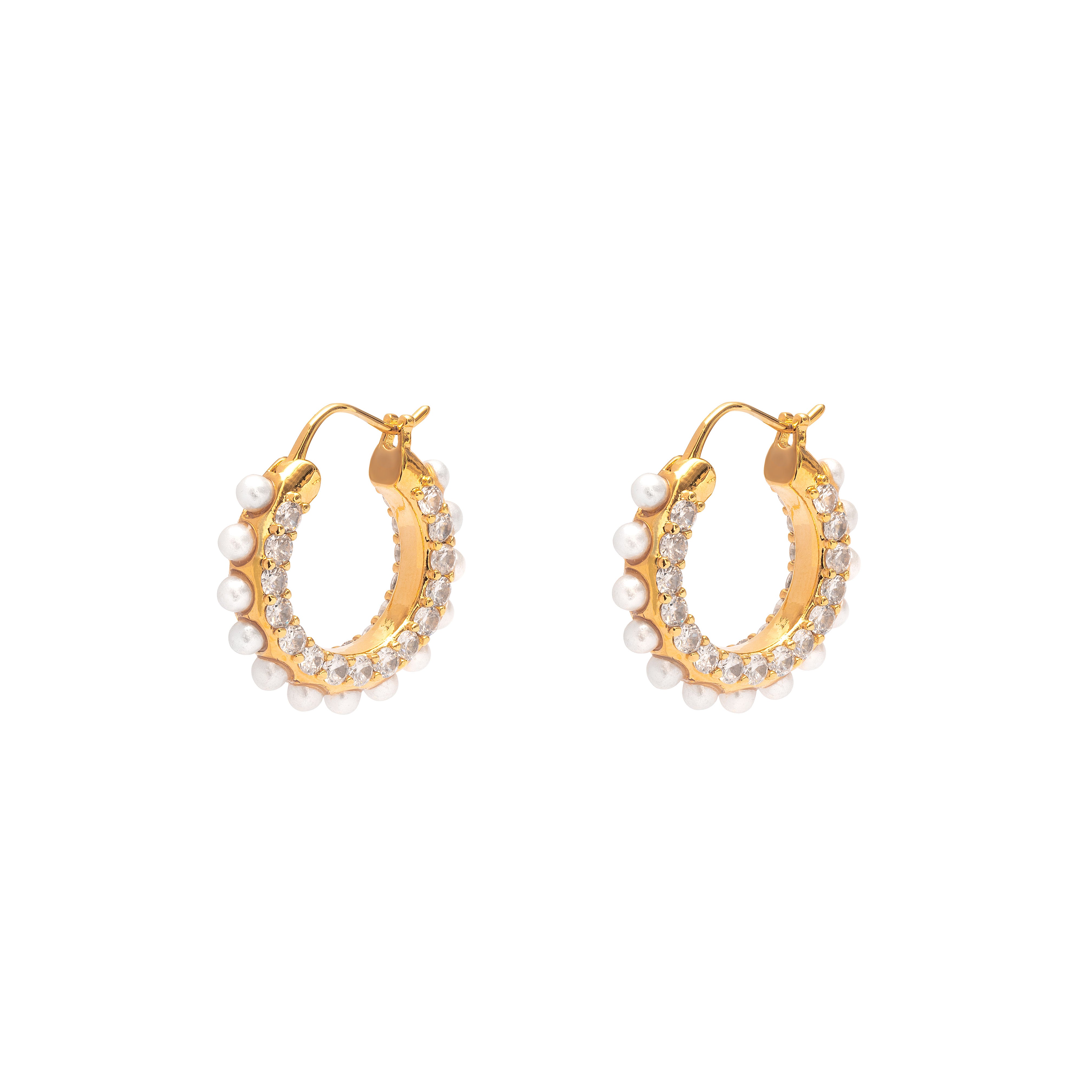 Caris crystal & pearl hoop earrings