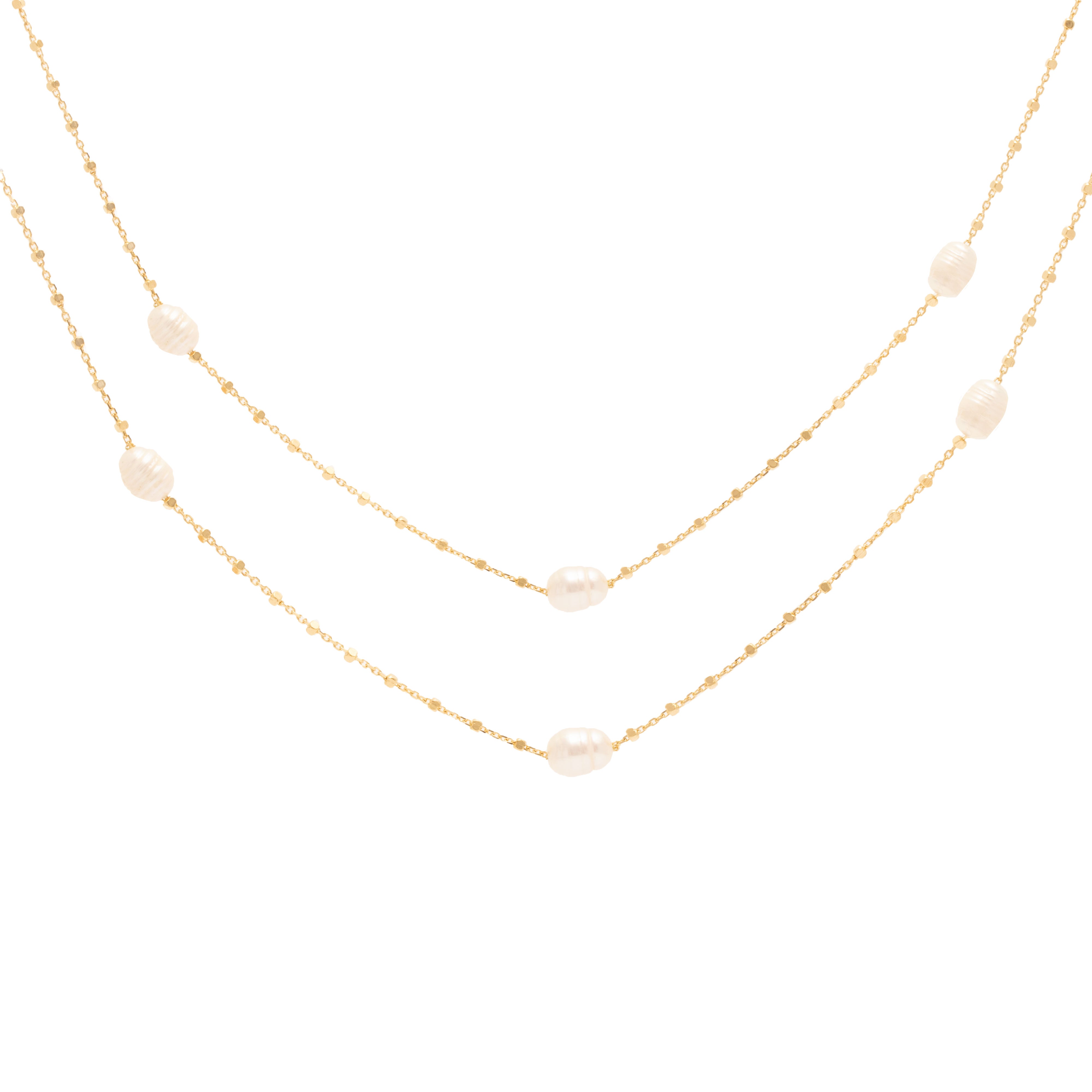 Zareb freshwater pearl gold necklace