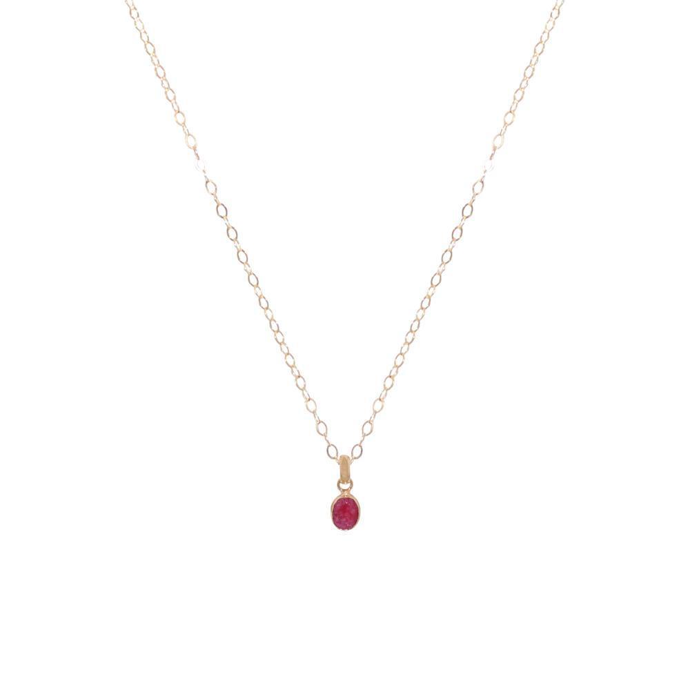 ROUGH RUBY GOLD FILLED SMALL PENDANT-Necklaces-MEZI