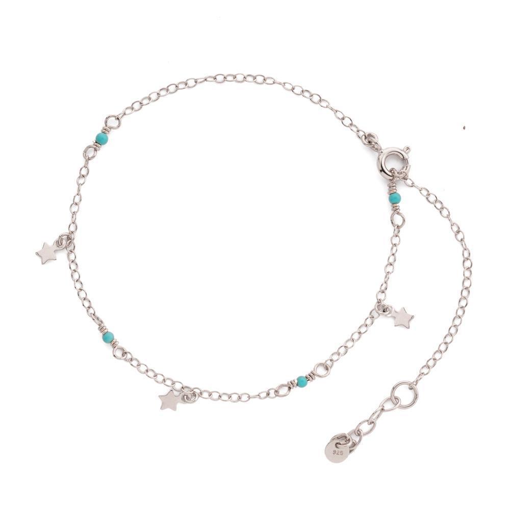 SILVER STAR & TURQUOISE ANKLET-MEZI