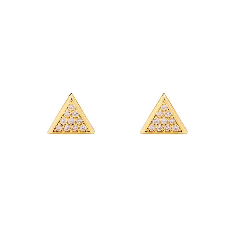 Triangle gold crystal earring