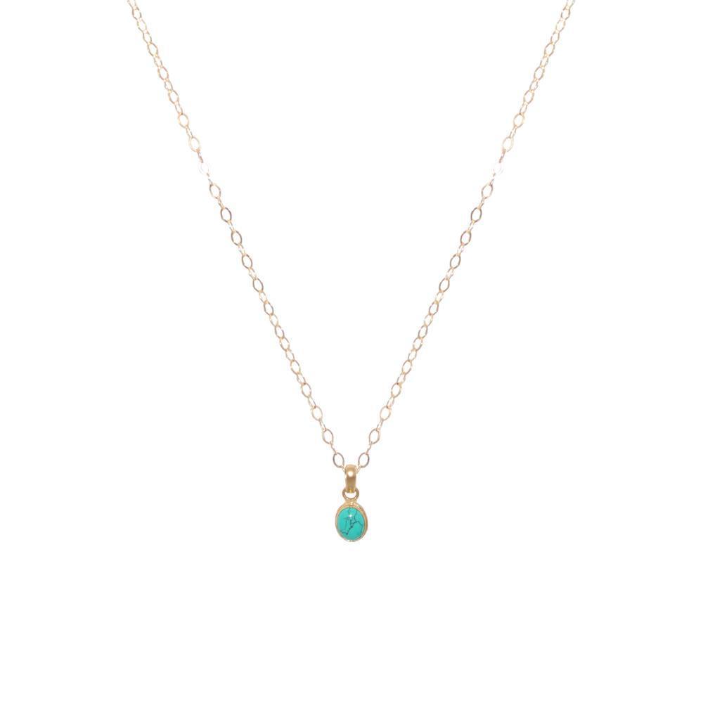 TURQUOISE GOLD FILLED OVAL SMALL DROP PENDANT-Necklaces-MEZI