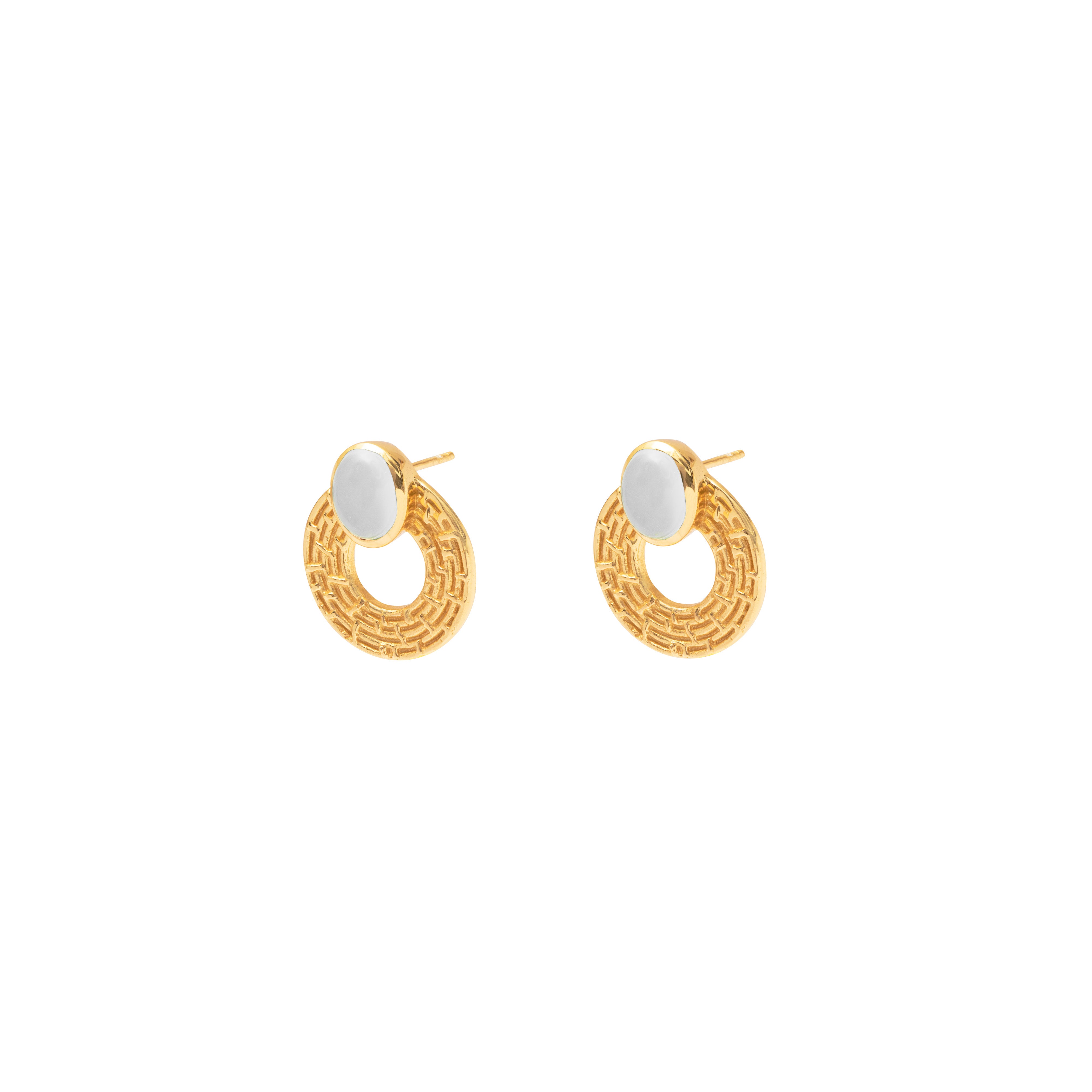 Salina round gold semi precious studs